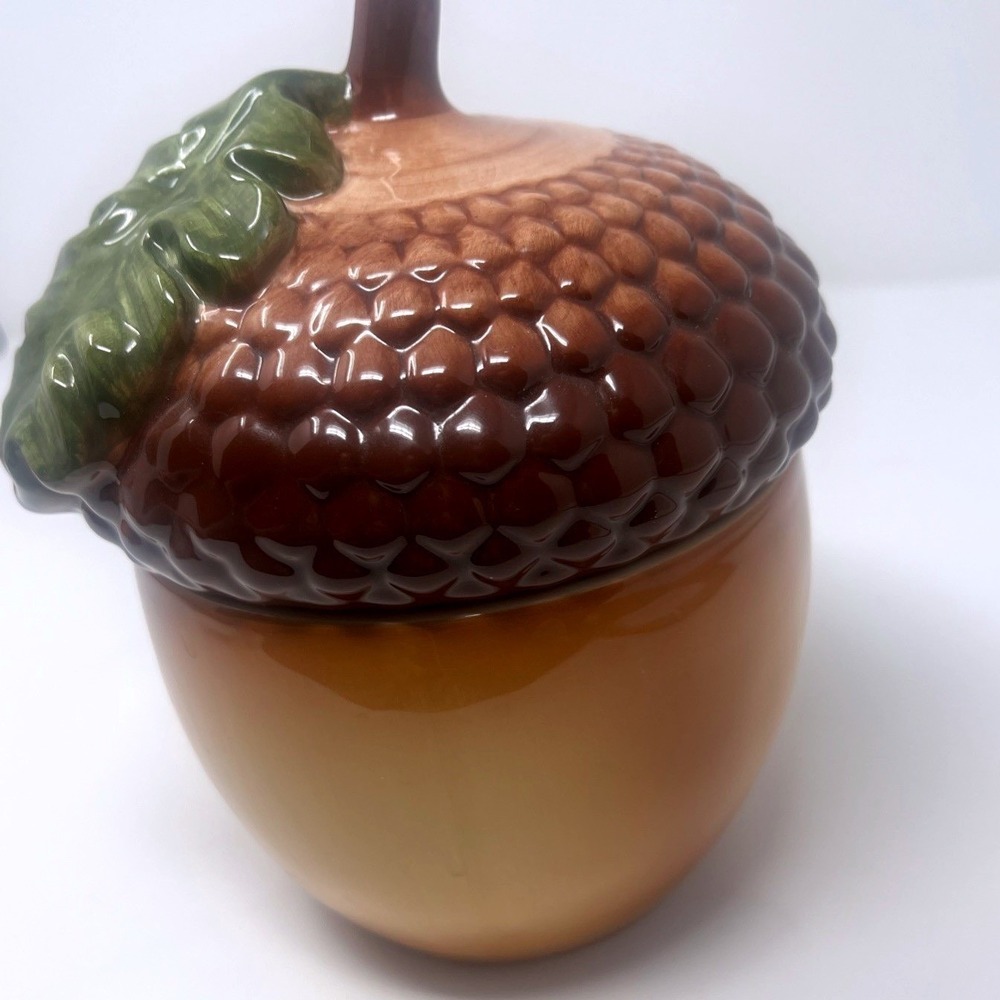 Vtg. Fall Ceramic Acorn‎ Candy/Cookie  Cannister/ Jar With Lid - Picture 3 of 16
